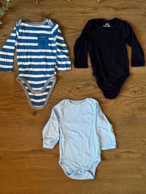 3-Pack Baby Long Sleeve Bodysuits 6-9M H&M Cloud Island Organic Cotton Bundle